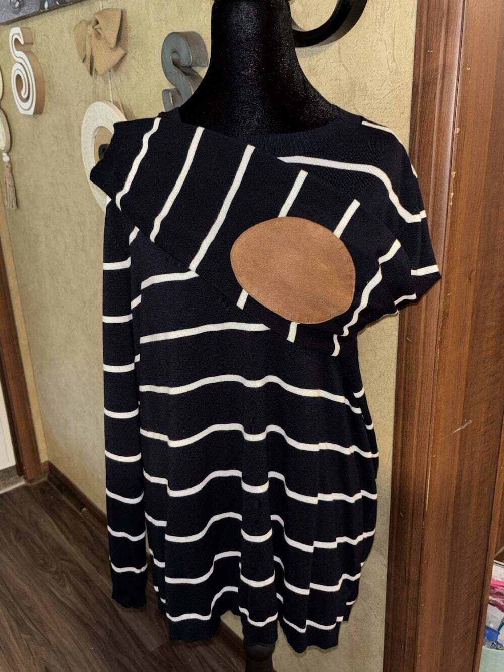 Market & Spruce Navy Striped Elbow Patch Sweater Dress Women's Plus 2X